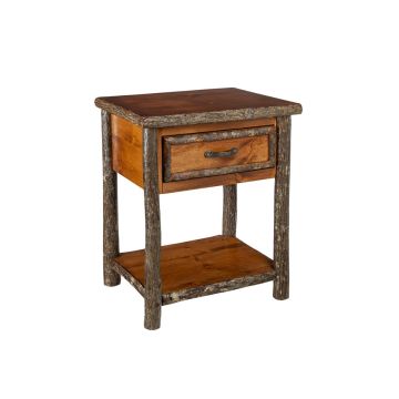 New West Red Lodge 1 Drawer Rustic Nightstand w/ Shelf 