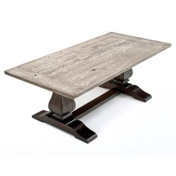 Old Tuscany Reclaimed Trestle Dining Table - Blasted Alder Table Top w/ Urban Graphite Finish