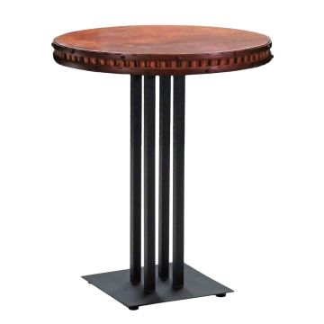 Placa 4-Leg Hammered Copper Pub Table - 36" Diameter - Wavy Banded Hammered Copper Top
