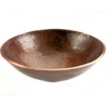 16" Hand Forged Copper Old World Round Vessel Sink Front View