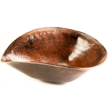 Hand Forged Copper Old World Free Form Vessel Sink Angled View