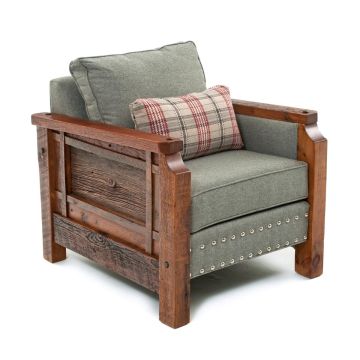 Reclaimed Heritage Upholstered Barn Wood Lounge Chair - Serene