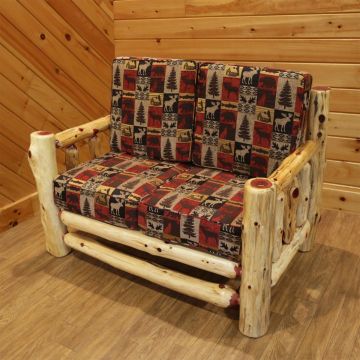 Rust Valley Red Cedar Loveseat - Fairbanks Red back & Seat fabric 