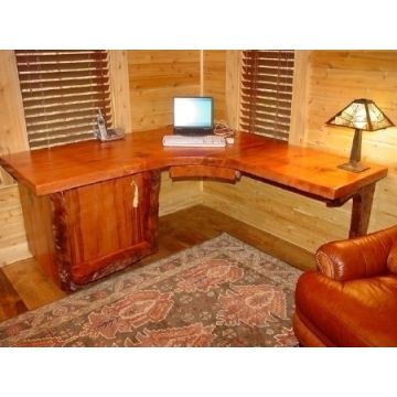 Rustic Redwood Corner Desk