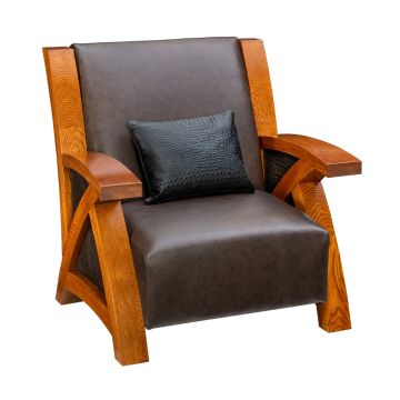 Rustic Zoro Upholstered Natural Wood Lounge Chair