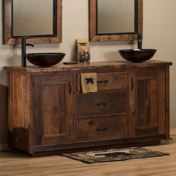 Timber Frame Barnwood Vanity--Free Standing, Double Sink