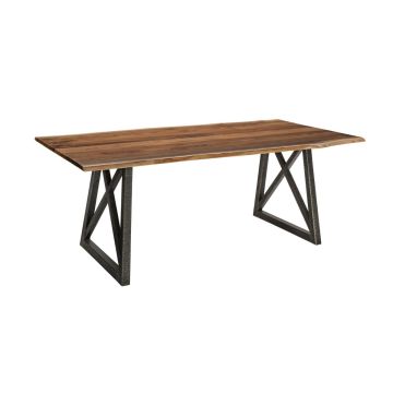 Timber Forged X Base Contemporary Dining Table 