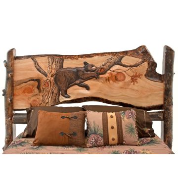 Create-A-Scene Carved Wildlife Aspen Log Headboard--Cub Tree Nap