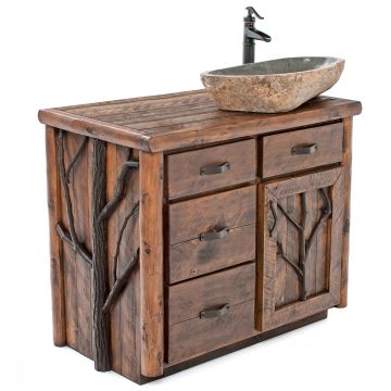Woodland Forest Vanity 36" Sink Right--Barnwood Lager