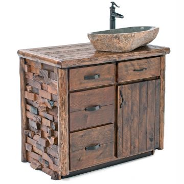 Westcliffe Pointe Vanity 36" Sink Right--Barnwood Lager Finish on entire vanity