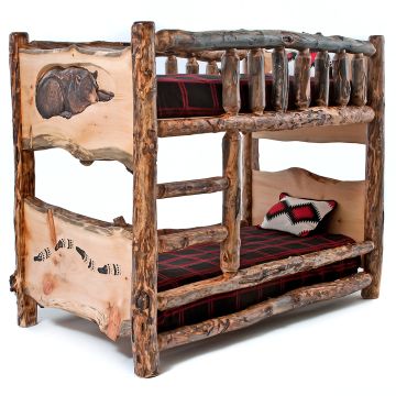 Create-A-Scene Carved Wildlife Aspen Log Bunk Bed--Hibernating Bear & Bear Trail