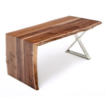 Contemporary Wood Desk - Black Walnut - Waterfall - Natural Clear