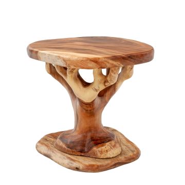 Rustic Hand Carved End Table 