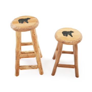 Rustic Carved & Painted Wildlife Bar Stools