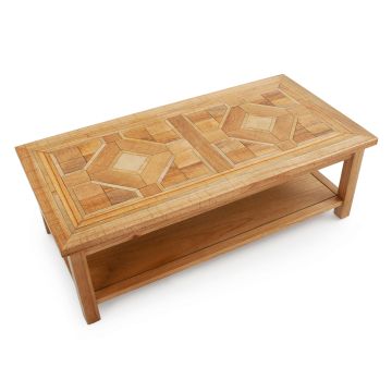 Marble Mosaic & Hardwood Coffee Table