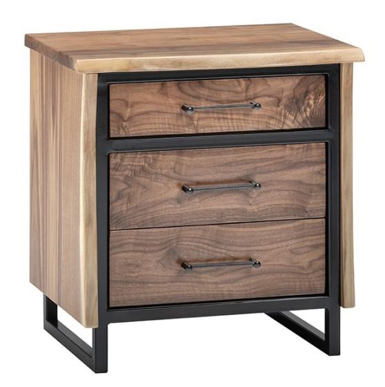 Modern Rustic Hardwood Three Drawer Nightstand