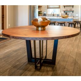 Luxe Natural Wood Round Dining Table