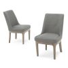Wingback Birch Upholstered Dining Chair - Flannel Grey Fabric
