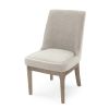 Wingback Birch Upholstered Dining Chair - Natural Grey Fabric