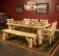 Cedar Lake Log Dining Table in clear finish