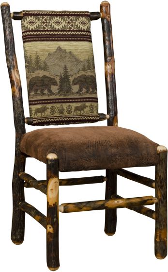 Rustic Upholstered Hickory Log Dining Chair
