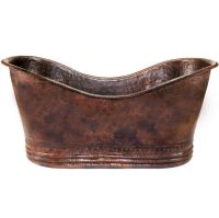 67" Hammered Copper Double Slipper Bathtub  Side View