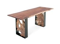 Modern Rustic Live Edge Bar Table--Plank Black Walnut top
