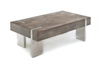 Antique Distressed Mahogany in Gray with Polished Stainless Steel Legs