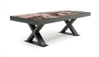 A River Runs Through It Unique Coffee Table--Metal base, Redwood top