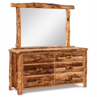 Aspen Highlands 6 Drawer Log Dresser w/Mirror