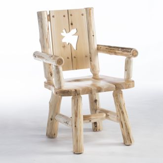 Cedar Lake Silhouette Log Arm Dining Chair--Clear finish, Moose cutout