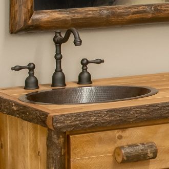 Copper Sink and Faucet Vanity Mounted