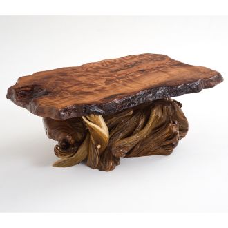 Ornate Rustic Redwood and Juniper Root Coffee Table--Clear finish