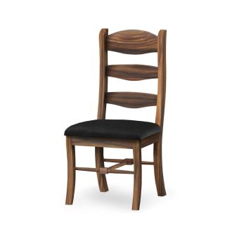 Farmhouse Golden Walnut Upholstered Dining Chair - Parisian Midnight Black Leather Seat