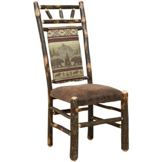 Rustic Hickory High Back Upholstered Chair