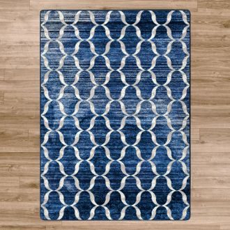 Lattice Blue Entry Rug