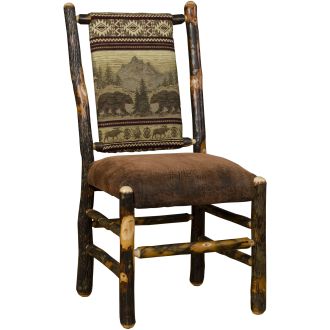 Rustic Upholstered Hickory Log Dining Chair