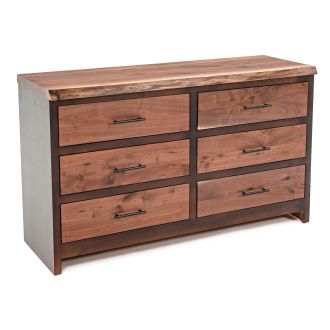 Modern Rustic Live Edge Walnut 6 Drawer Dresser - Natural Drawers