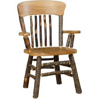 Rustic Hickory Panel Back Captain's Chair