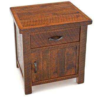 Rustic Oak Nightstand - One Drawer, One Door