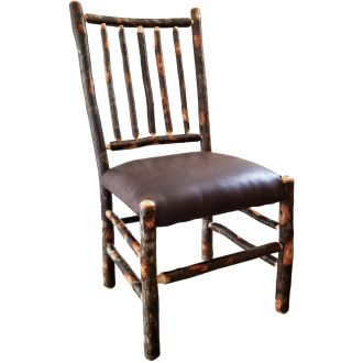 Saranac Hickory Stick Back Rustic Dining Chair with Fabric Seat