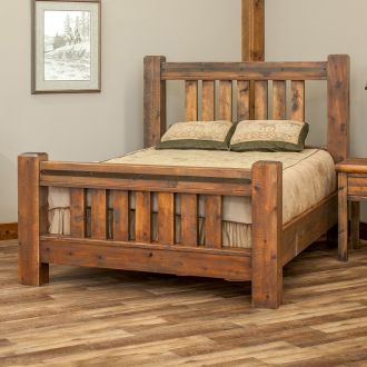 Sawmill Spindle Barnwood Bed--Queen, Antique Barnwood finish