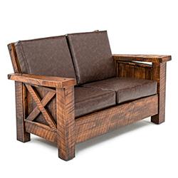 Reclaimed Wood & Timber Frame Upholstered Loveseats