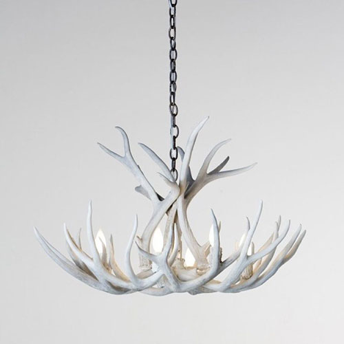 6 Light Mule Deer Antler Chandelier