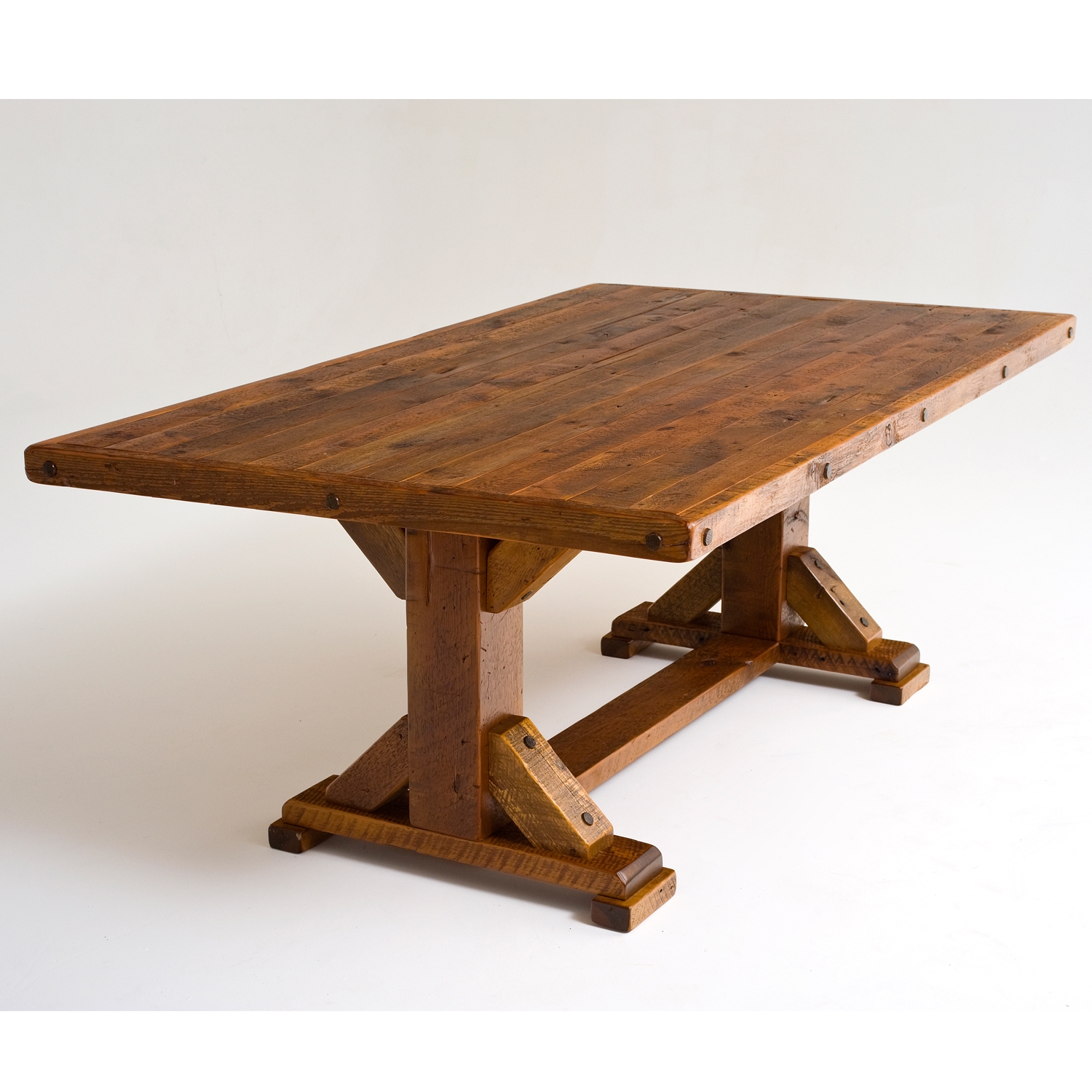 Image of Reclaimed Barn Wood Trestle Dining Table