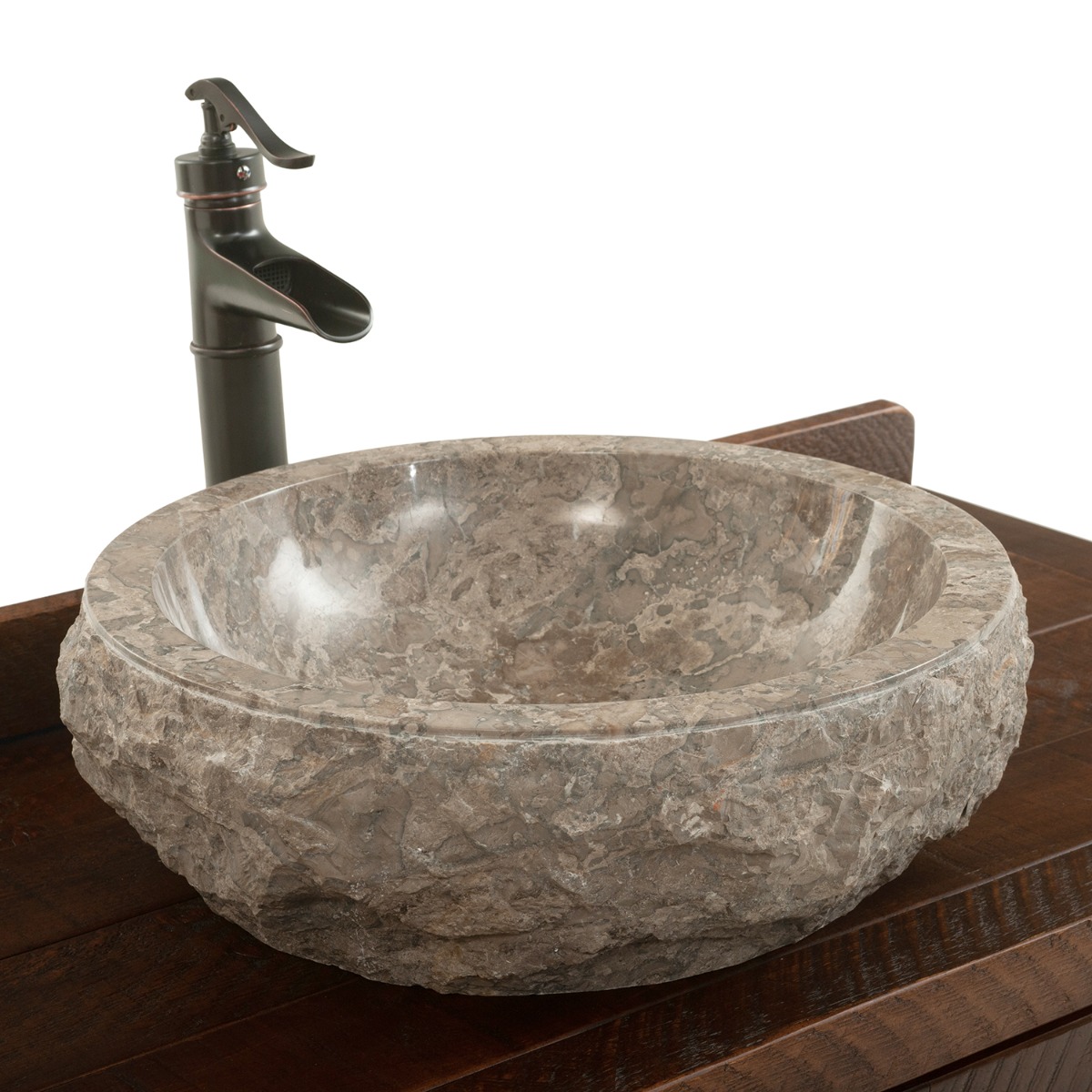 Image of Round Natural Textured Granite Vessel Sink