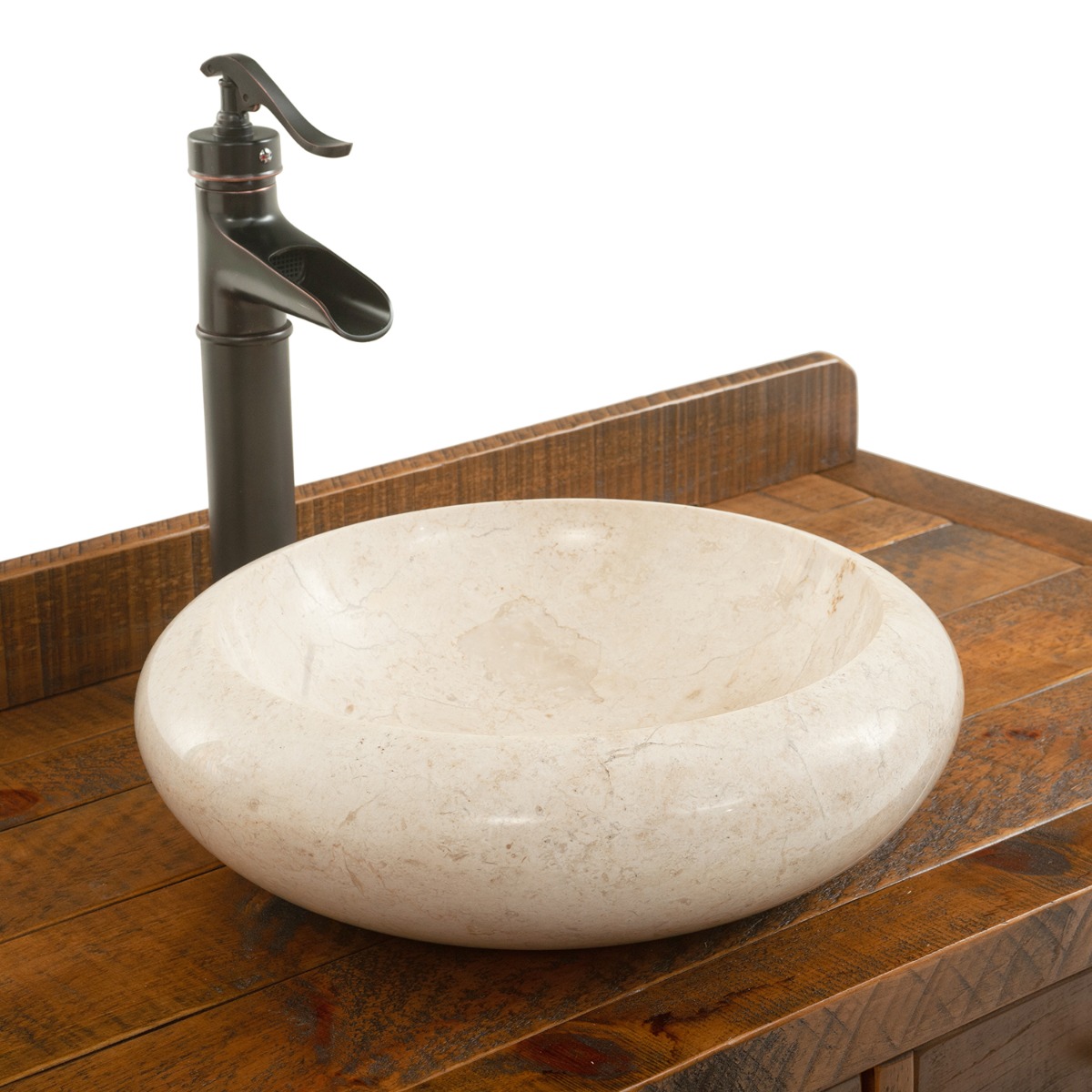 Image of Round Speckled Marble Vessel Sink