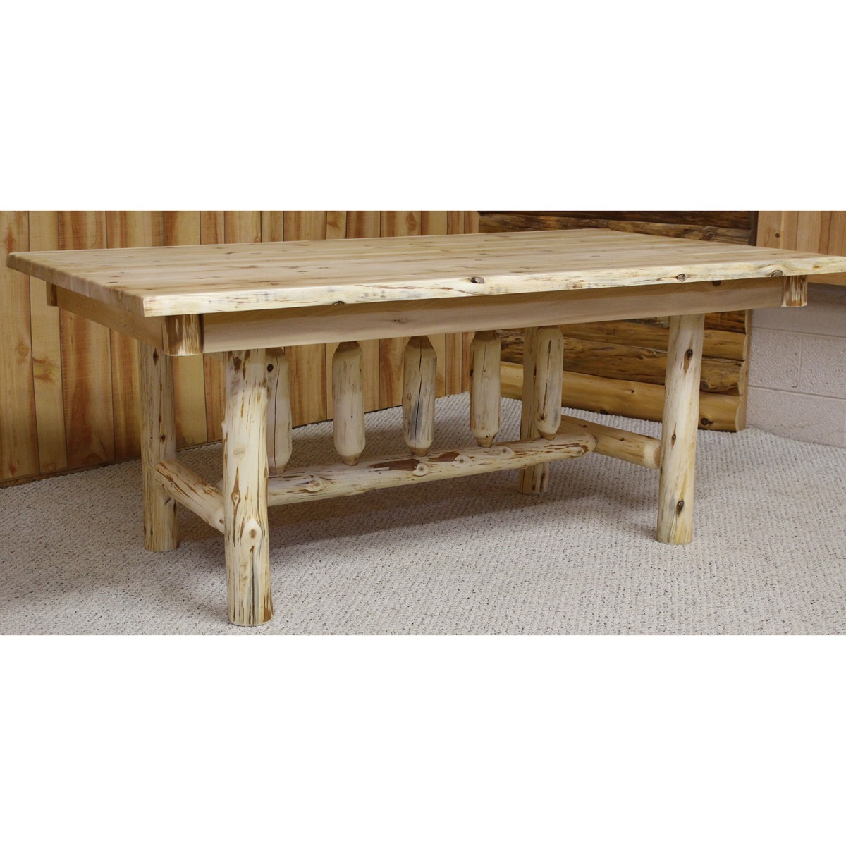 Image of Hidden Lake Cedar Log Trestle Dining Table