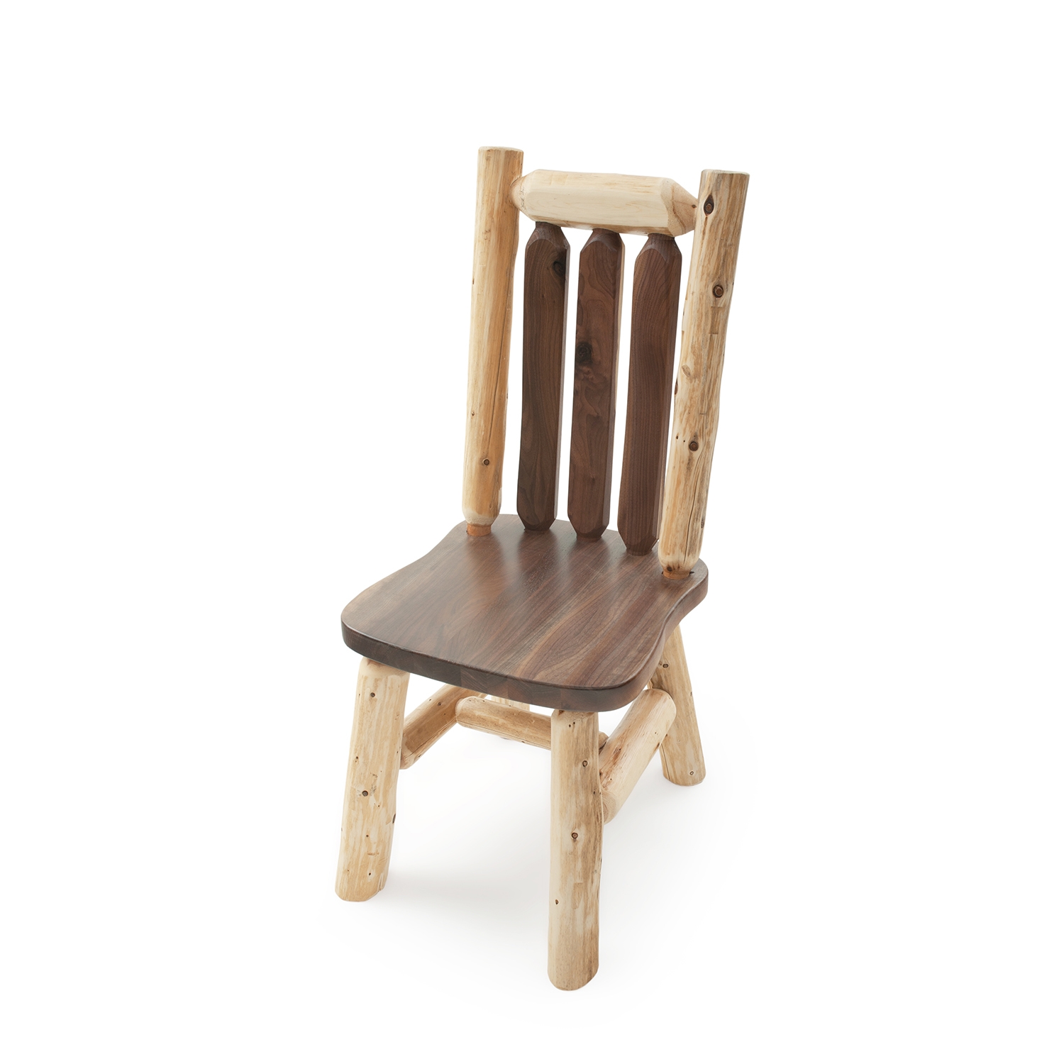 Image of Black Walnut & Rustic Cedar Log Dining Chairs 