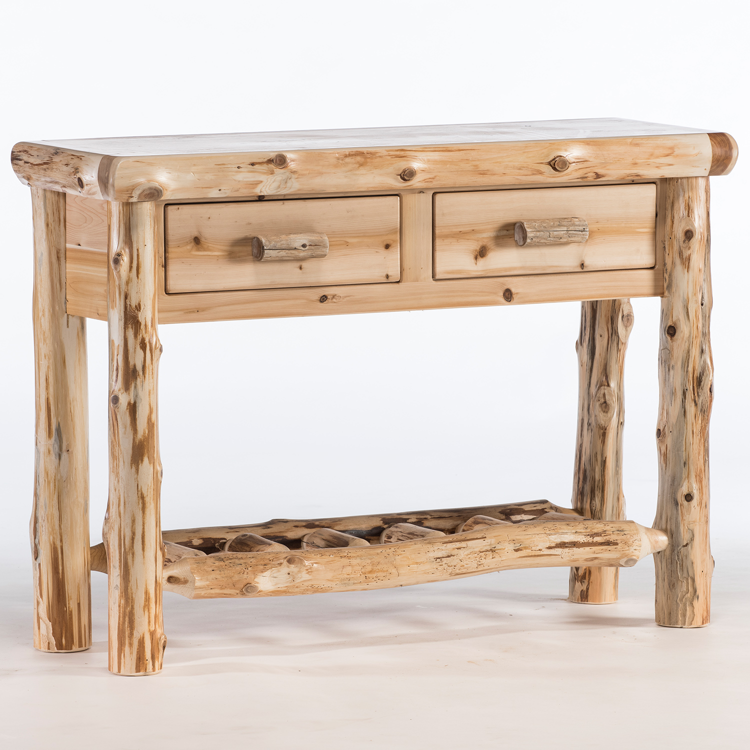 Image of Cedar Lake Cabin Log Sofa Table with Drawers